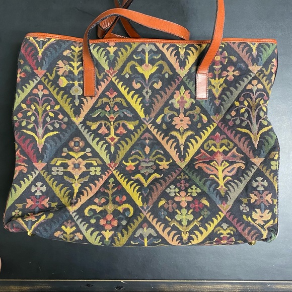 Smithsonian institute needlepoint tapestry carpet bag - Picture 2 of 12